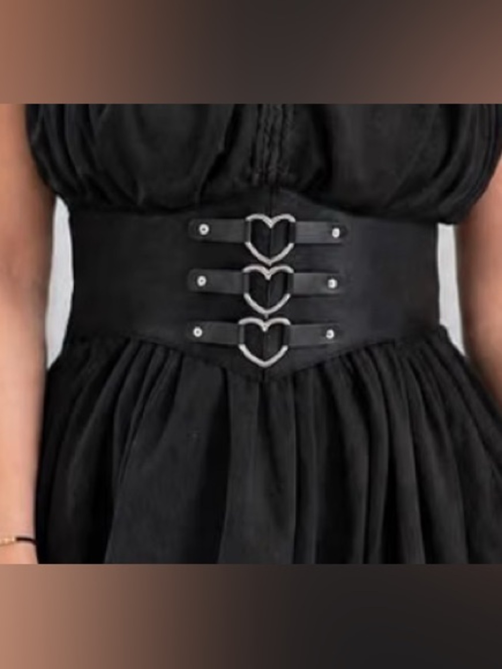 ❤️ Size Large Black Heart-Buckle Waist Belt Women's Renaissance Fair Festival
